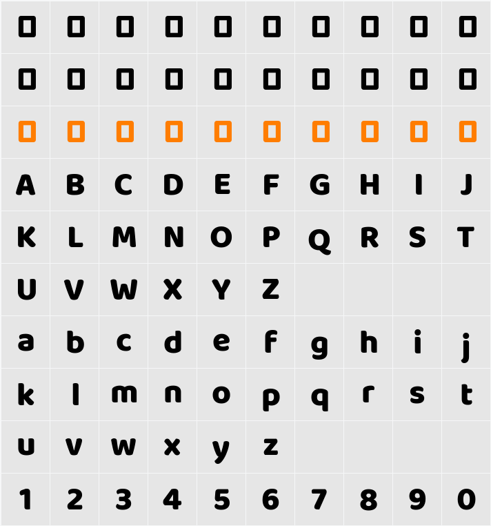 Baloo 2 ExtraBold 字符映射表