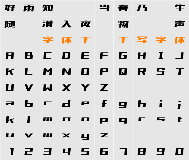 851ゴチカクット 字符映射表