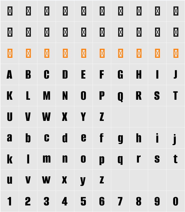 Alumni Sans ExtraBold 字符映射表