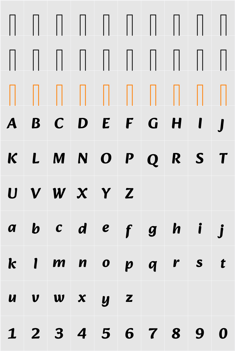 Alkatra 字符映射表