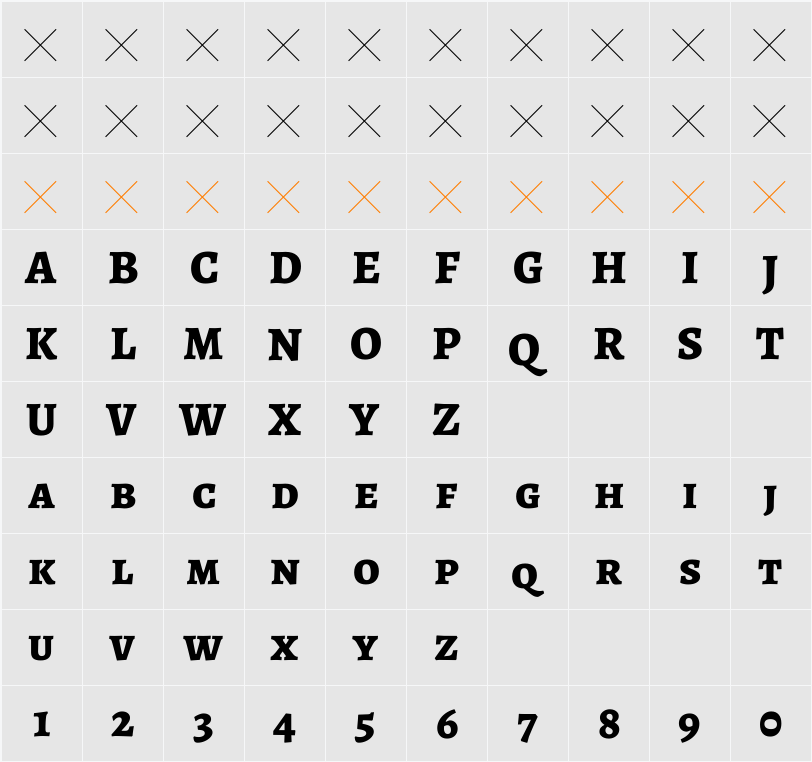 Alegreya SC ExtraBold 字符映射表