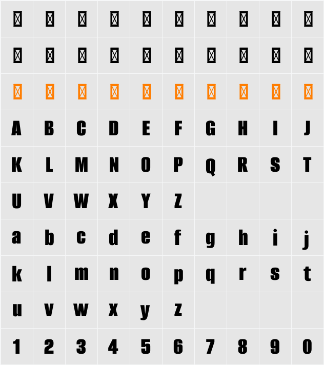 Alumni Sans Black 字符映射表