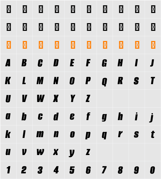 Alumni Sans Black 字符映射表