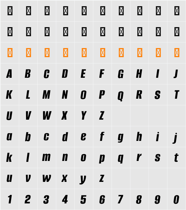 Alumni Sans ExtraBold 字符映射表